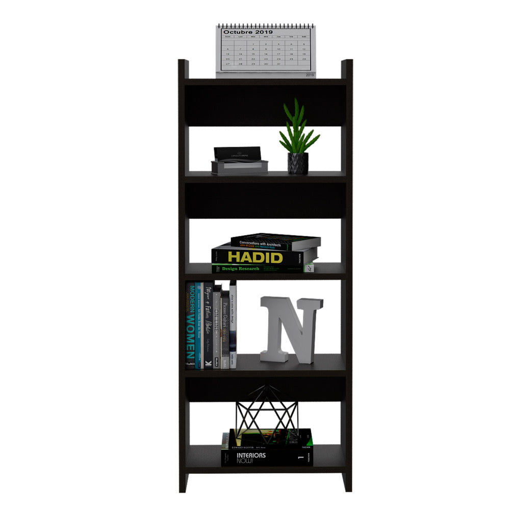 Vizcaya Home Office Set — Computer Desk with Single Drawer, Keyboard Tray & 5-Shelf Bookcase | Modern Black Finish | Compact Laptop Workstation | Open Storage | Particle Board | Bedroom, Home Office & Study Room | Black