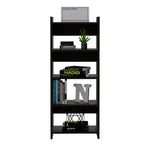 Vizcaya Home Office Set — Computer Desk with Single Drawer, Keyboard Tray & 5-Shelf Bookcase | Modern Black Finish | Compact Laptop Workstation | Open Storage | Particle Board | Bedroom, Home Office & Study Room | Black