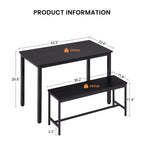 43.3" Industrial Dining Table Set for 4 | Bar Table with 2 Pull-Out Benches | Space-Saving Under-Table Storage Design | Steel Frame + Durable Particle Board | Easy Assembly | Kitchen, Living Room, Party Room | Black/White/Rustic Brown/Gray