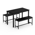 43.3" Industrial Dining Table Set for 4 | Bar Table with 2 Pull-Out Benches | Space-Saving Under-Table Storage Design | Steel Frame + Durable Particle Board | Easy Assembly | Kitchen, Living Room, Party Room | Black/White/Rustic Brown/Gray