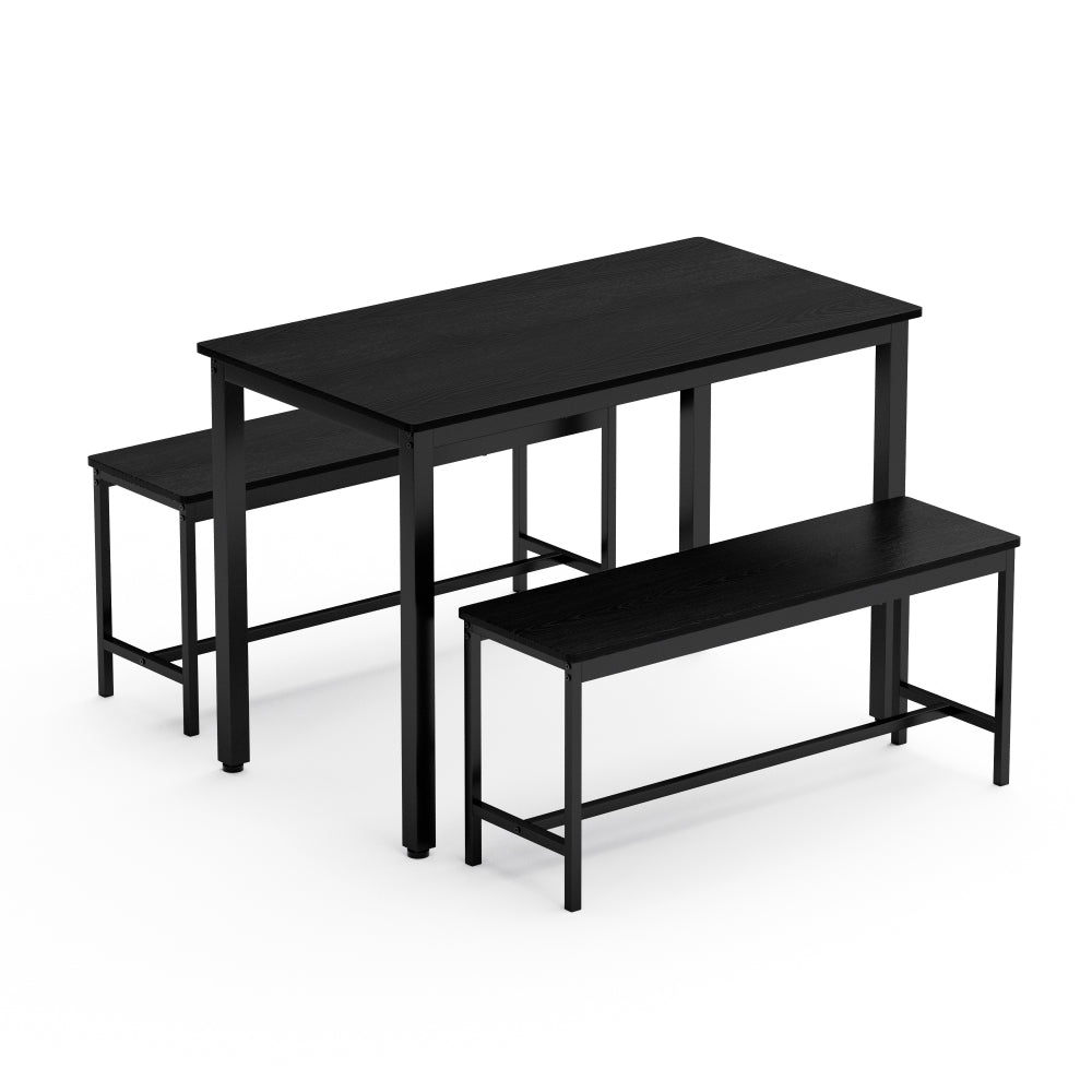 43.3" Industrial Dining Table Set for 4 | Bar Table with 2 Pull-Out Benches | Space-Saving Under-Table Storage Design | Steel Frame + Durable Particle Board | Easy Assembly | Kitchen, Living Room, Party Room | Black/White/Rustic Brown/Gray