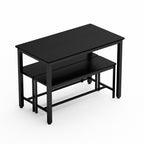 43.3" Industrial Dining Table Set for 4 | Bar Table with 2 Pull-Out Benches | Space-Saving Under-Table Storage Design | Steel Frame + Durable Particle Board | Easy Assembly | Kitchen, Living Room, Party Room | Black/White/Rustic Brown/Gray