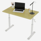 Height-Adjustable Standing Desk — 39" Manual Crank Sit-Stand Desk for Kids & Adults | Ergonomic Home Office Study Table | Sturdy Dual-Column Frame | No Electricity Needed | Compact Minimalist Design | White