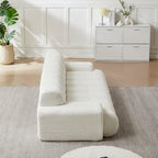 87.4" Cloud Series 3-Seat Minimalist Button-Tufted Sofa | Square Arm Chenille Upholstered Couch | High-Density Foam + Padded Backrest | No Assembly Required | Living Room, Apartment | White/Green/Black
