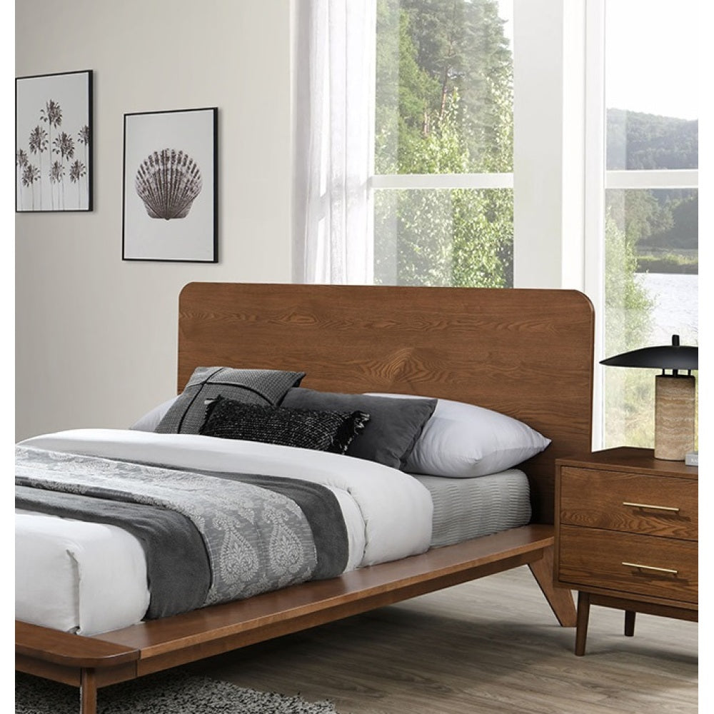 Walnut Color Eastern King Size Bed Solid wood