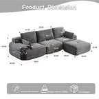 Modern Memory Foam Cloud Sofa | Extra Deep Corduroy Sectional Couch | Customizable Modular Combination | High-Resilience Foam + Bolster Pillows | No Assembly Required | Living Room, Apartment, Bedroom | White/Black — 2 Seat & 3 Seat