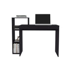 35.98" Wide Classic Writing Desk with 4-Shelf Side Bookcase | Generous Work Surface | Minimalist Clean Lines | Sturdy Particle Board | Compact Depth for Small Spaces | Home Office, Study Area | Oak/Dark Oak