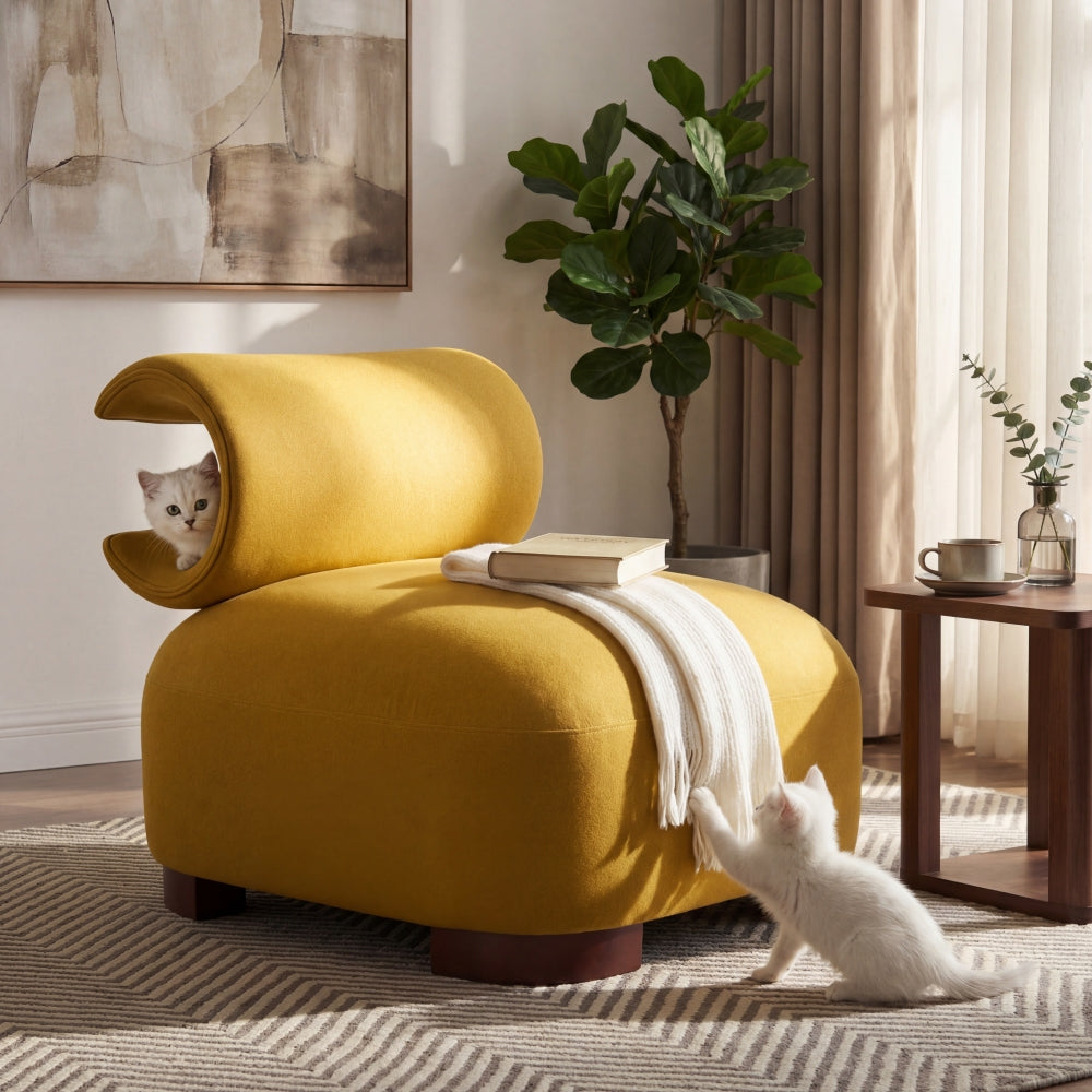 Modern Beige Polyester Accent Chair for Living