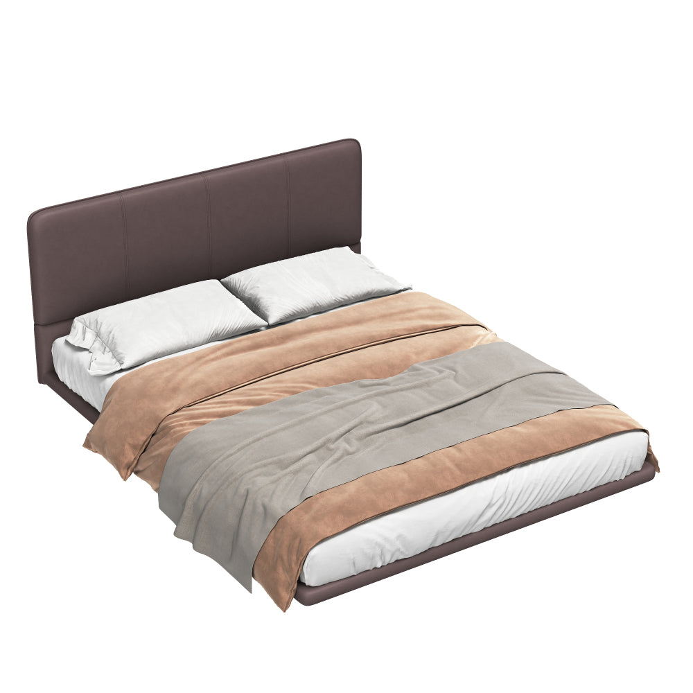 Full Size Floating PU Leather Platform Bed | Remote-Controlled LED Underglow 8 Dynamic Effects | Hidden Foot Design | Strong Wood Beam & Metal Legs | No Box Spring Needed | Easy Assembly | Green / Coffee
