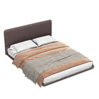 Full Size Floating PU Leather Platform Bed | Remote-Controlled LED Underglow 8 Dynamic Effects | Hidden Foot Design | Strong Wood Beam & Metal Legs | No Box Spring Needed | Easy Assembly | Green / Coffee