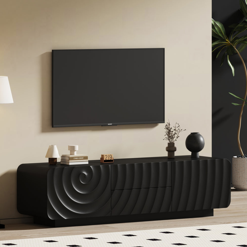 58''Tv Console With Mid Century Unique Spiral