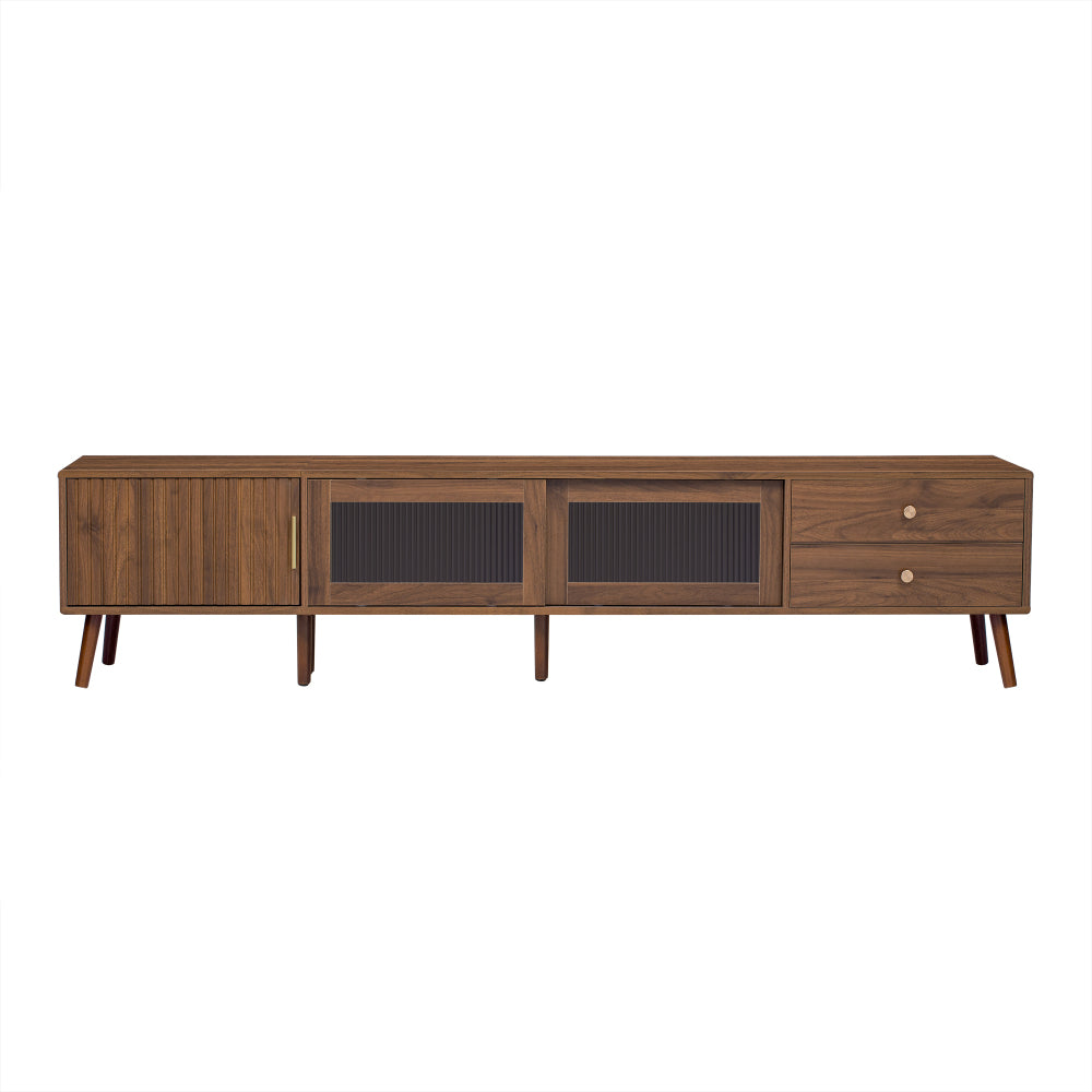 76" Modern Minimal Glass-Doors TV Stand for TVs