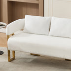 Modern Loveseat Sofa | Luxurious Gold Square Metal Legs | High-Rebound Foam + Ergonomic Design | Teddy/Velvet Upholstery | Dressing Area, Reception Room, Office, Living Room | White/Black/Pink/Green/Gray/Lilac