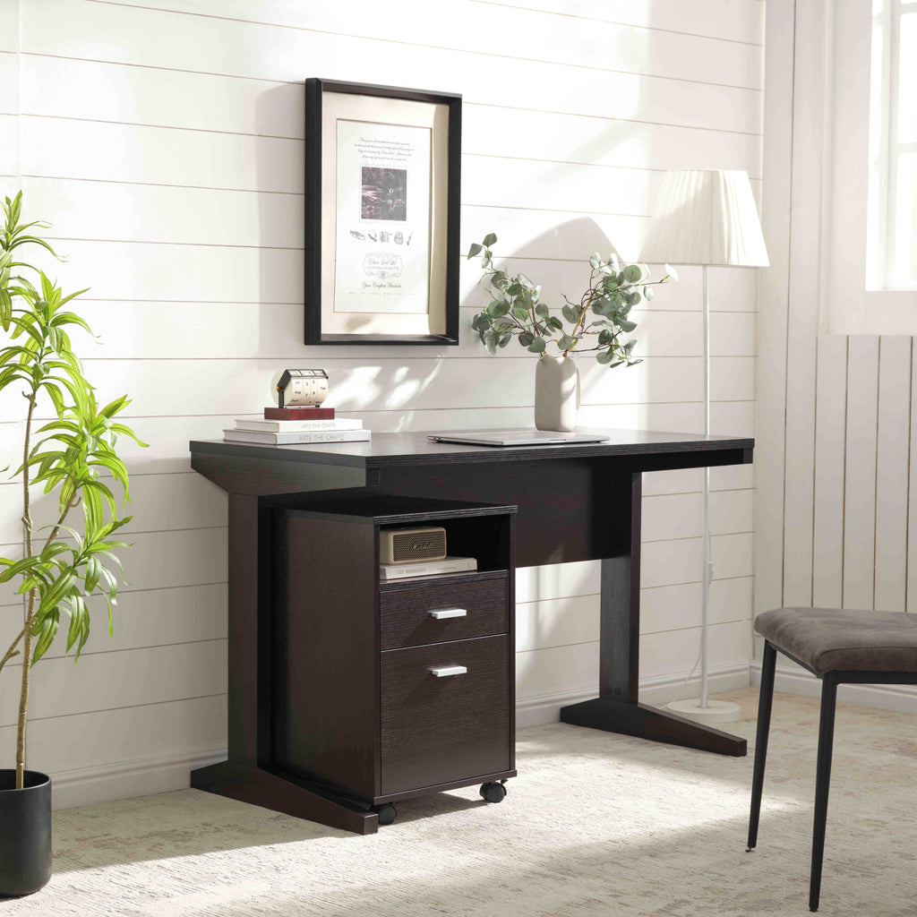 Home office desk with detached file cabinet