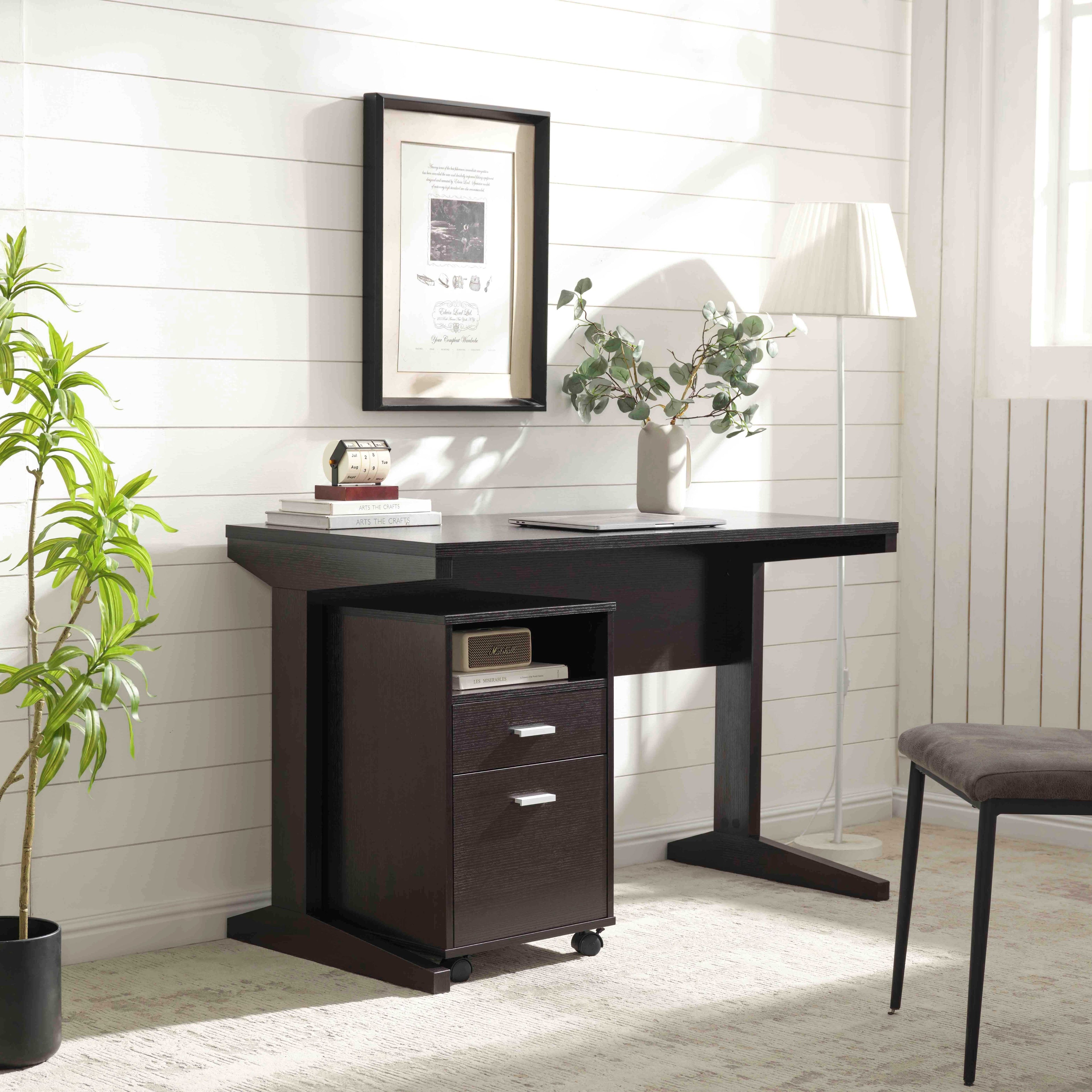 Home office desk with detached file cabinet