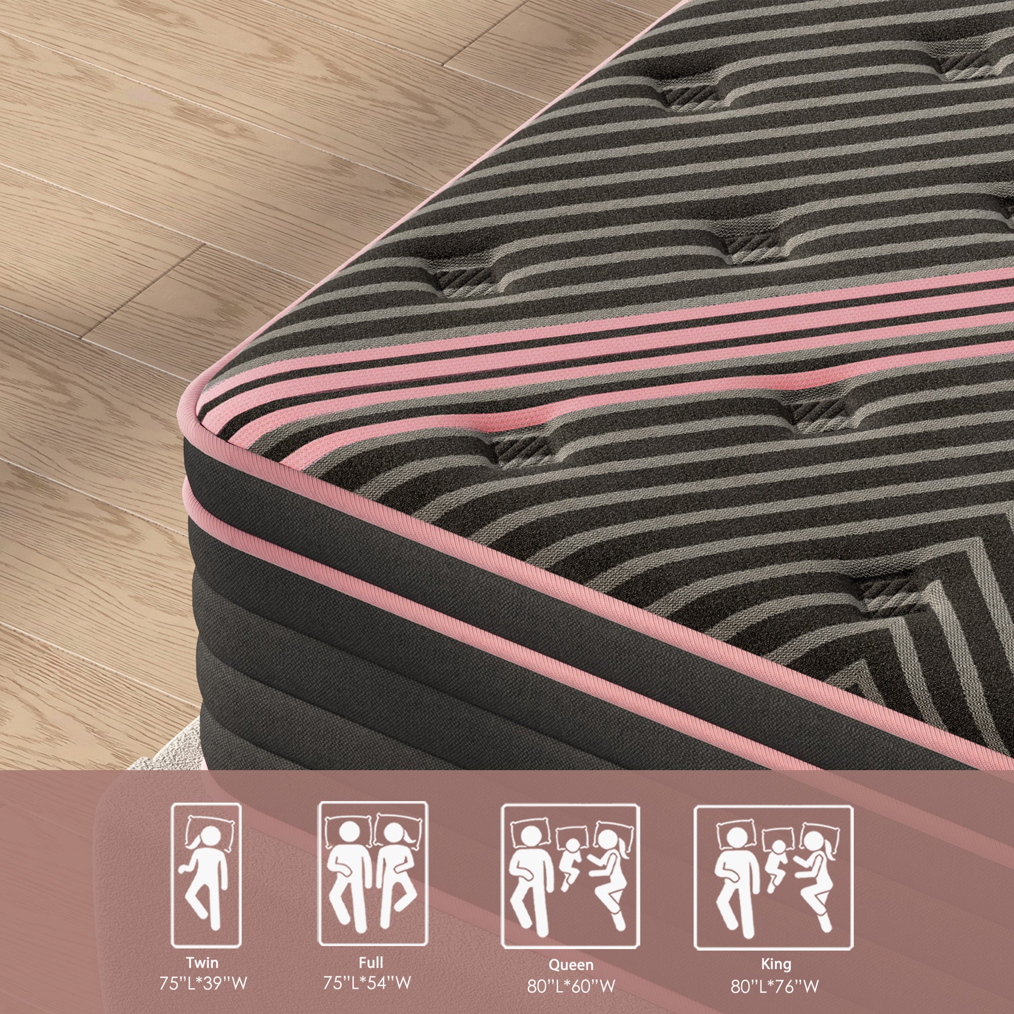 10 Inch - Queen/ King | Noir H14 Hybrid Pocket Spring Mattress