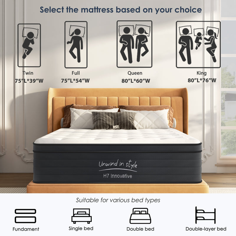 Twin/Full/Queen/King — 10 Inch DreamLayer H7 Hybrid Pocket Spring Mattress
