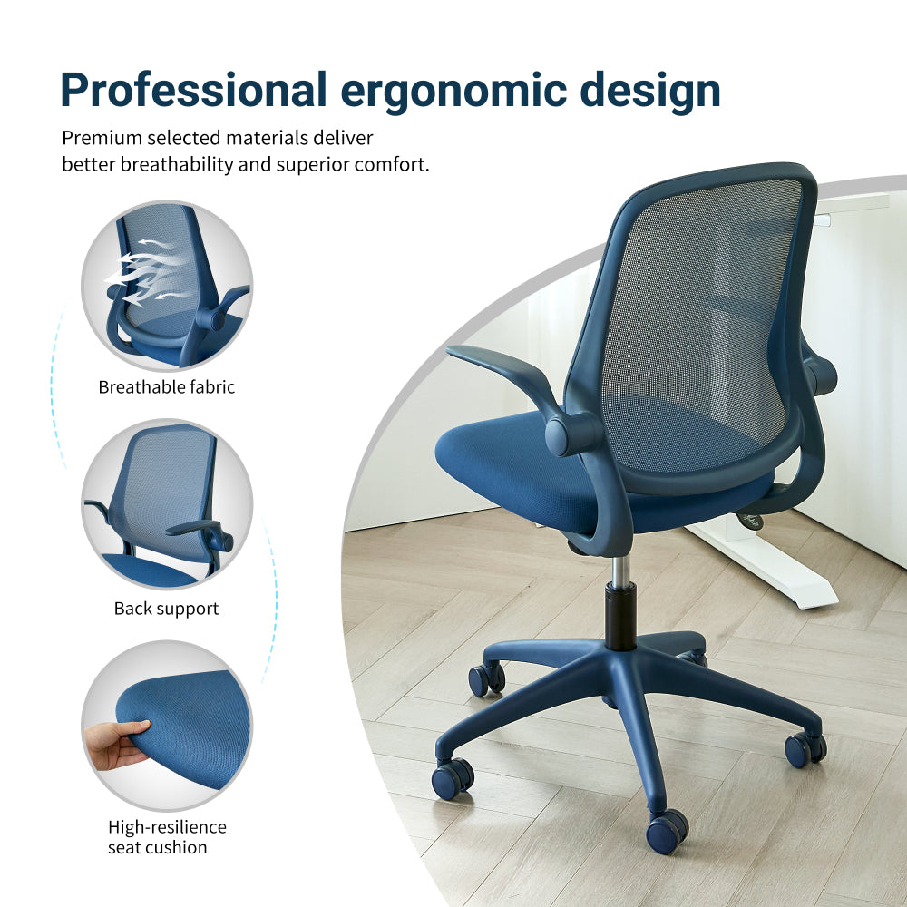 Ergonomic High-Back Mesh Office Chair | 350 lbs Capacity | Flip-Up Armrests | 10-Layer Curved Molded Foam Seat | Butterfly Upright Lock | SGS Class 3 Gas Lift | Fireproof | Home Office | Purple/Yellow/Green/Blue/Red