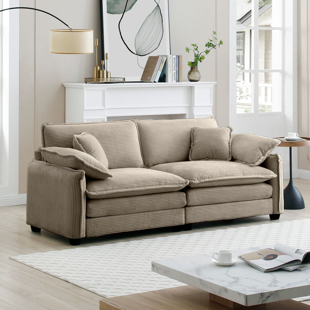 Large Deep-Seat 2-Seat Corduroy Sofa