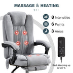Massage Executive Office Chair | Heat + 6 Vibration Points + 8 Massage Modes | 90°–135° Reclining Backrest | Retractable Footrest | Padded Armrests + Thickened Headrest | 400 lbs Capacity | Easy Assembly | Gray/Black