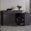 Wenge L-Shaped Desk with 3 Drawers and Storage Space — 54.1" W x 39.9" D x 29.5" H | Modern Computer Desk | Pedestal Base | Spacious Work Surface | Under-Desk Storage | Particle Board | Office, Home Office & Study Room | Wenge