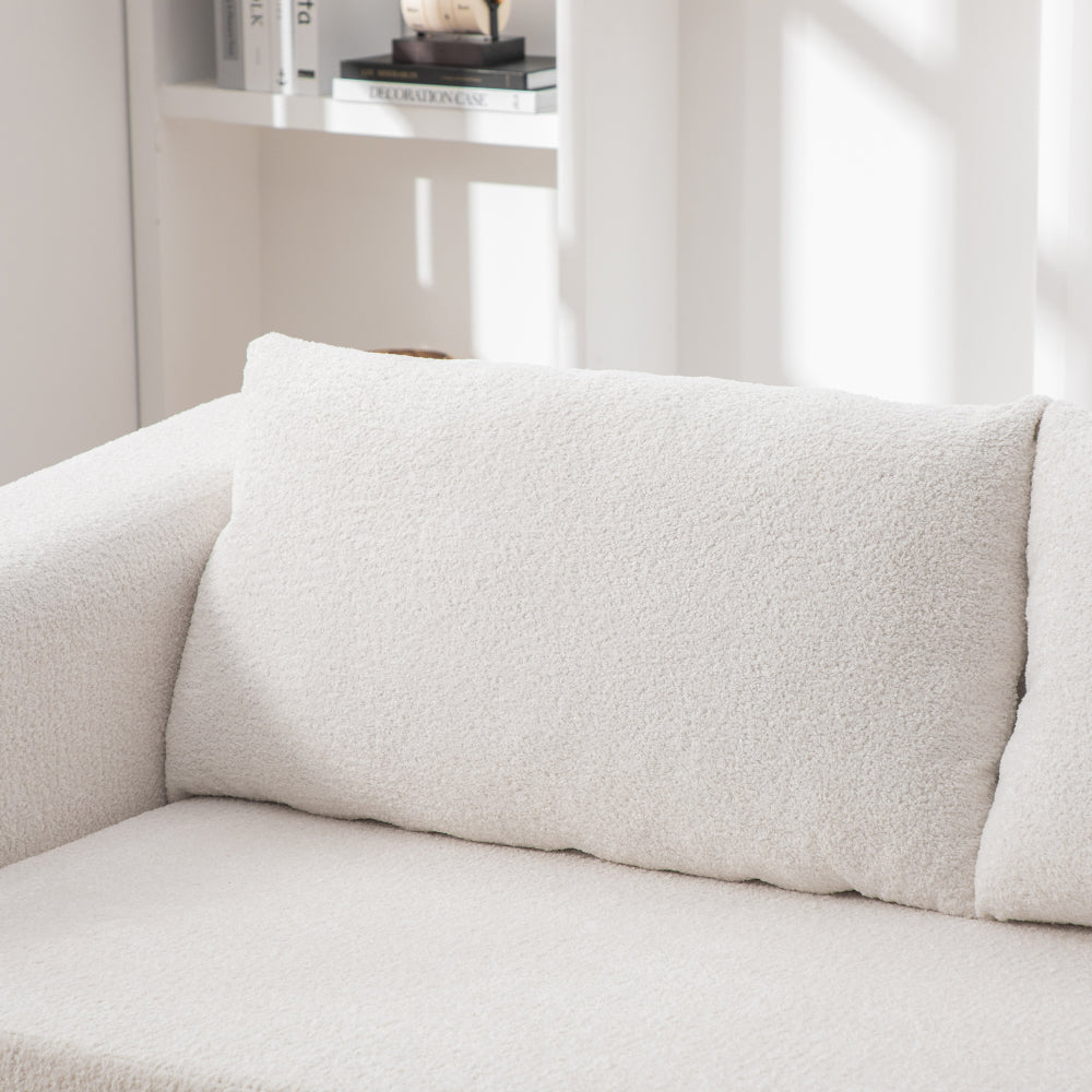 71" 2-in-1 Pull Out Foldable Loveseat Sofa Bed | Chenille Boneless Cloud Floor Mattress | Round-Edge Armrests + 2 Matching Pillows | High-Density Foam | Waterproof Anti-Slip Base | No Assembly Required | Living Room, Bedroom, Dorm | Ivory/Gray/Orange