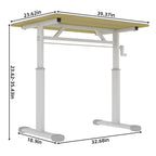 Height-Adjustable Standing Desk — 39" Manual Crank Sit-Stand Desk for Kids & Adults | Ergonomic Home Office Study Table | Sturdy Dual-Column Frame | No Electricity Needed | Compact Minimalist Design | White