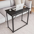 Techni Mobili 31.5" Wide Folding Desk for Small Spaces — No Assembly Required | Quick-Fold Portable Desk | Steel Frame & Particle Board Tabletop | Compact Laptop Workstation | Tray Table for Bedroom, Living Room, Dorm & Office | Black