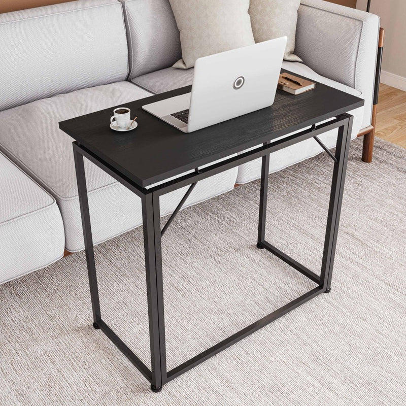Techni Mobili 31.5" Wide Folding Desk for Small Spaces — No Assembly Required | Quick-Fold Portable Desk | Steel Frame & Particle Board Tabletop | Compact Laptop Workstation | Tray Table for Bedroom, Living Room, Dorm & Office | Black