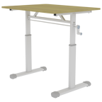 Height-Adjustable Standing Desk — 39" Manual Crank Sit-Stand Desk for Kids & Adults | Ergonomic Home Office Study Table | Sturdy Dual-Column Frame | No Electricity Needed | Compact Minimalist Design | White
