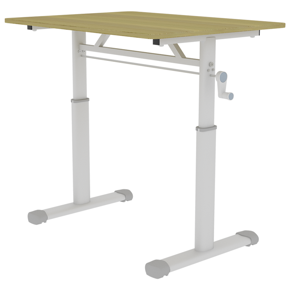 Height-Adjustable Standing Desk — 39" Manual Crank Sit-Stand Desk for Kids & Adults | Ergonomic Home Office Study Table | Sturdy Dual-Column Frame | No Electricity Needed | Compact Minimalist Design | White