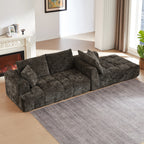 108" Luxury Chenille L-Shape Sectional Sofa | 4-Seat Oversized Couch | Tufted Surface | Sponge + Pocket Spring Support | Right Hand Facing | No Assembly Required | Living Room, Apartment, Reception | Dark Blue/Orange/Khaki/Brown/Dark Green/Dark Gray