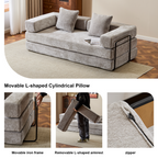 3-Seat Convertible Floor Sofa Bed | Foldable Armrest & Backrest | Premium Chenille + Memory Foam | Pillow Back Support | No Assembly Required | Multi-Occasion | Light Gray/Dark Gray/Dark Green/Baby Blue/Orange