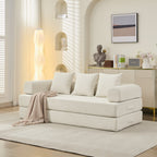 78.8" Convertible Folding Floor Sofa Bed | Chenille Couch with Foldable Armrests | Sponge + Spring Support | 3-Tiered Space-Saving Design | Free Pillows Included | Anti-Slip Base | No Assembly | Living Room, Bedroom, Studio | Green/Beige/Blue/Gray/Or
