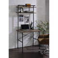 Rustic Oak and Black 2-Shelf Writing Desk — 32" W x 22" D x 70" H | Industrial Pipe-Style Frame | Space-Saving Desk with Storage Shelves | Wood & Metal | Rectangular Office Desk | Bedroom, Home Office & Living Room | Oak