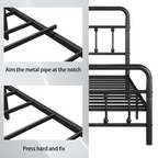 Twin/Full/Queen Size Metal Platform Bed Frame | Classic Spindle Headboard & Footboard | Reinforced Sturdy Structure | Ample Under-Bed Storage | No Box Spring Needed | Black/Charcoal Gray/White