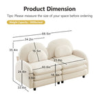 2-Seat Modular Teddy Fabric Cloud Sofa | Curved Backrest & Armrest | Double-Layer Cushion | Vintage Color Options | Precision Screw Connectors | Easy Assembly | Beige White / Green / Orange / Caramel