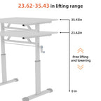 Height-Adjustable Standing Desk — 39" Manual Crank Sit-Stand Desk for Kids & Adults | Ergonomic Home Office Study Table | Sturdy Dual-Column Frame | No Electricity Needed | Compact Minimalist Design | White
