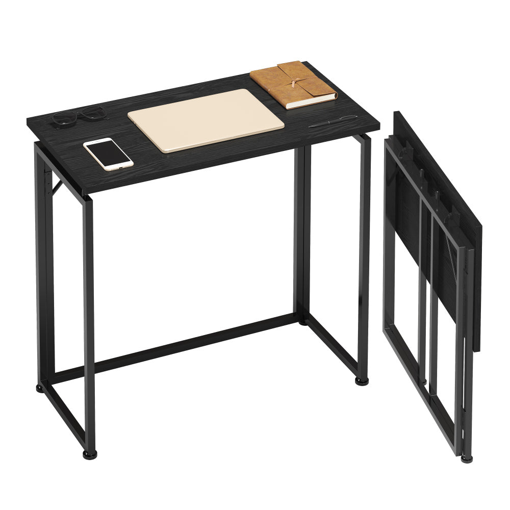 Techni Mobili 31.5" Wide Folding Desk for Small Spaces — No Assembly Required | Quick-Fold Portable Desk | Steel Frame & Particle Board Tabletop | Compact Laptop Workstation | Tray Table for Bedroom, Living Room, Dorm & Office | Black