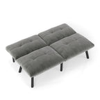 63" Convertible Folding Sofa Bed | 2-Seat Velvet Upholstered Couch | Adjustable Multi-Angle Backrest | Sofa, Lounger & Twin Bed | Metal Frame | 800 lbs Capacity | Easy Assembly | Living Room, Apartment | Cream/Aqua Gray/Brown