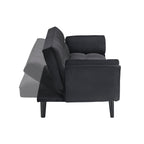 74" 2-Seat Convertible Sofa Bed | 3 Adjustable Backrest Positions | Tufted Polyester Blend | Adjustable to 180° Flat Bed | Easy Leg Assembly | Apartment Small Space | Black / Beige