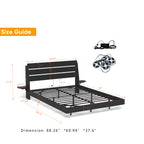 Full/Queen Size Wood Platform Bed with Bookshelf Storage Headboard | 2 Drawers | 2 AC Outlets 1 USB 1 Type-C Charging Station | 60,001 Color LED Lights APP Control | No Box Spring | Brown/Black/Walnut