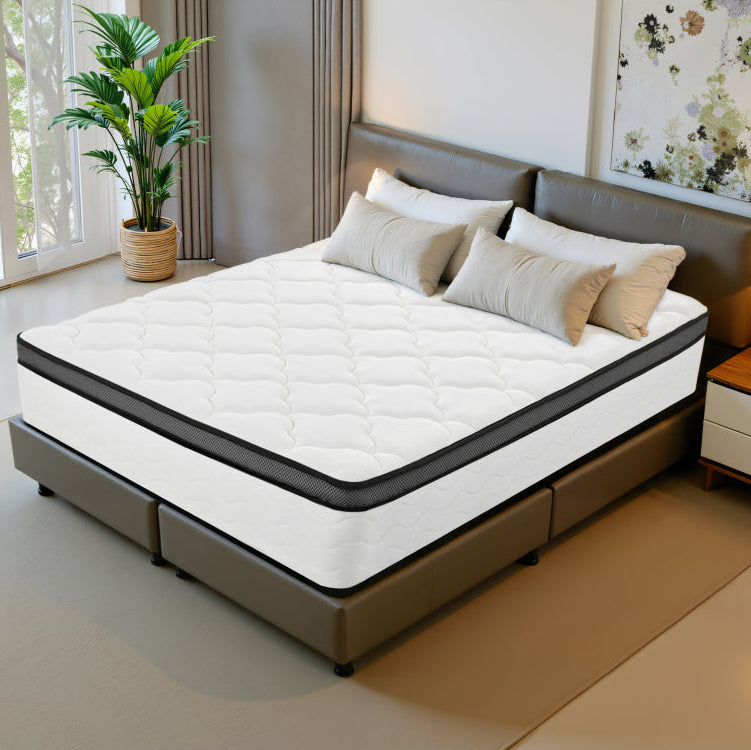 12" Full/Queen Hybrid Mattress | Individually Wrapped Pocket Coil Innerspring + Memory Foam | Bamboo Fiber Cover | Medium Firm | CertiPUR-US & OEKO-TEX Certified | Bedroom