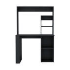 38.8" Modern Computer Desk with Hutch & Multiple Shelves | Spacious Work Surface | Compact Storage-Rich Design | Engineered Wood + Particle Board | Home Office, Student Room, Small Apartment | White/Black