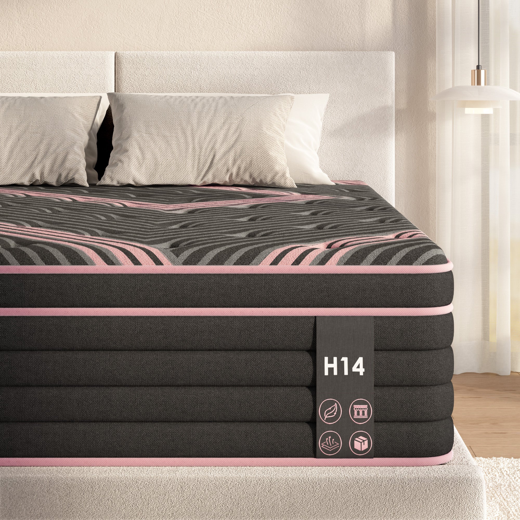 10 Inch - Queen/ King | Noir H14 Hybrid Pocket Spring Mattress