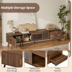 76" Modern Minimal Glass-Doors TV Stand for TVs