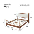Queen/King Size Solid Poplar & Plywood Platform Bed | Soft Upholstered Headboard & Footboard | Quiet Slat Support System | Airflow Open Base | No Box Spring Needed | Easy Assembly | Beige/Walnut