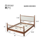 Queen/King Size Solid Poplar & Plywood Platform Bed | Soft Upholstered Headboard & Footboard | Quiet Slat Support System | Airflow Open Base | No Box Spring Needed | Easy Assembly | Beige/Walnut