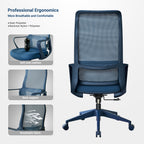 Ergonomic High-Back Mesh Office Chair | 350 lbs Capacity | 7-Level Aluminum Dual-Track Lumbar Support | Integrated Molded Foam Seat | Butterfly Upright Lock | SGS Class 3 Gas Lift | Fireproof | Home Office | Yellow/Green/Blue