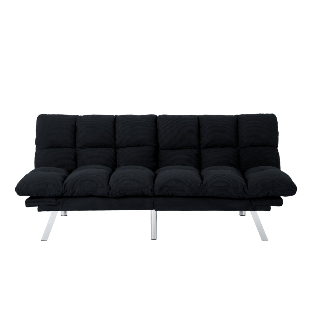67" Multifunctional 2-Seat Sofa Bed | Foldable Corduroy Couch | 3-Position Adjustable Backrest + Armrest | High-Density Foam | Sturdy Wood + Metal Frame | 3-Second Switch | Living Room, Apartment, Studio | Light Gray/Black/Dark Gray/Green/Yellow